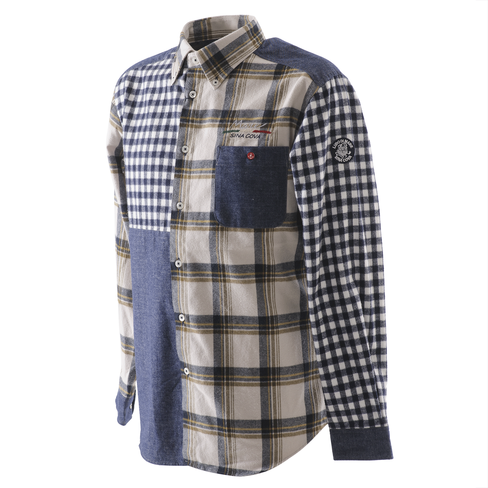 キングサイズ クレイジーチェック柄長袖ボタンダウンシャツ 23224046