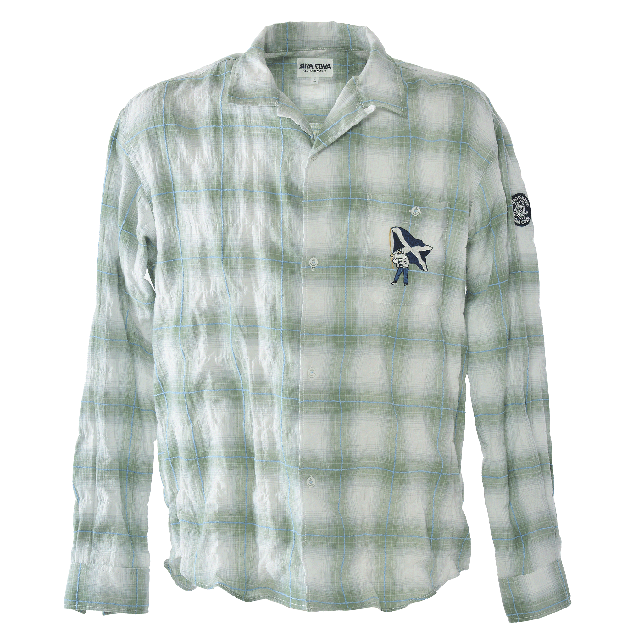 チェック柄長袖開襟シャツ 26124030