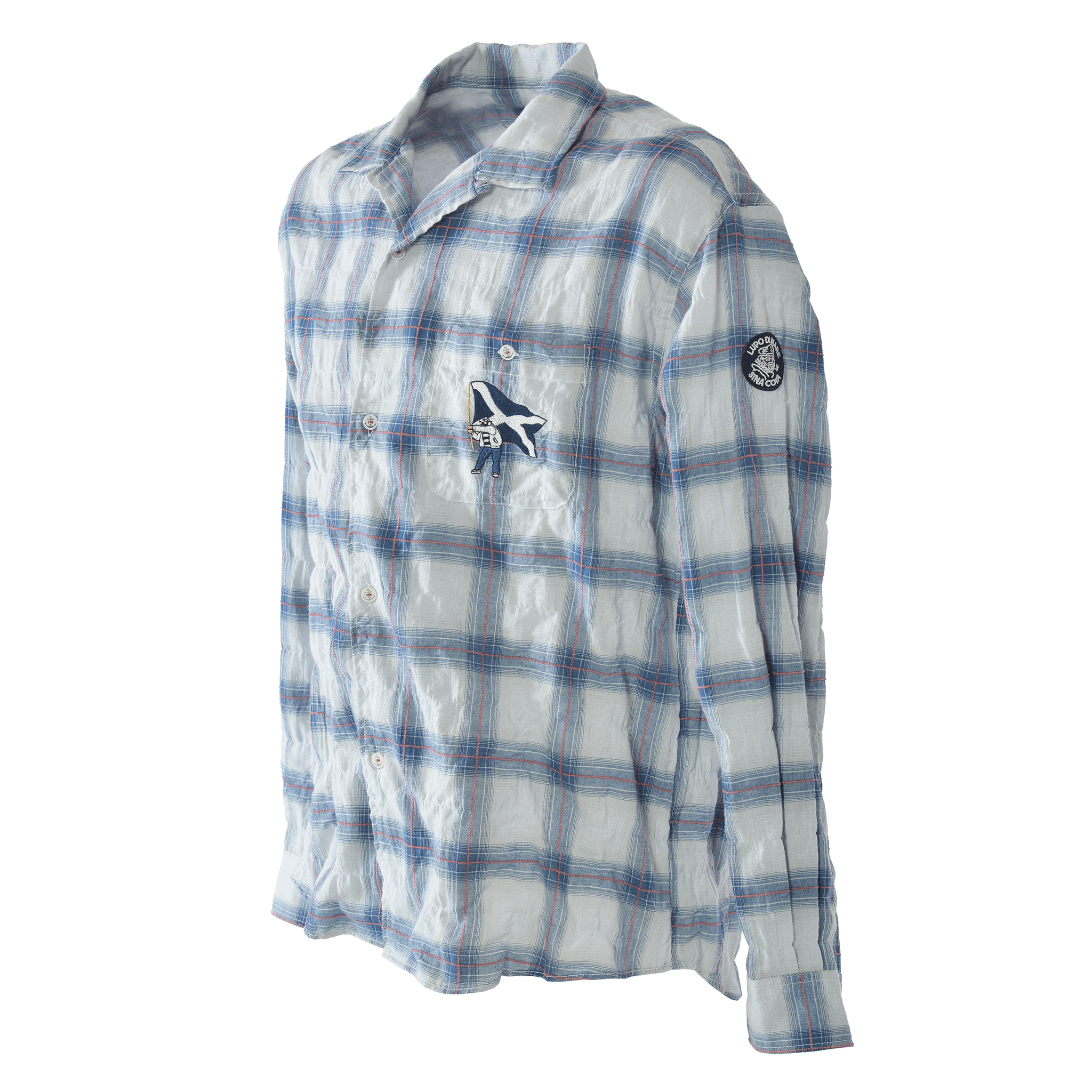 チェック柄長袖開襟シャツ 26124030