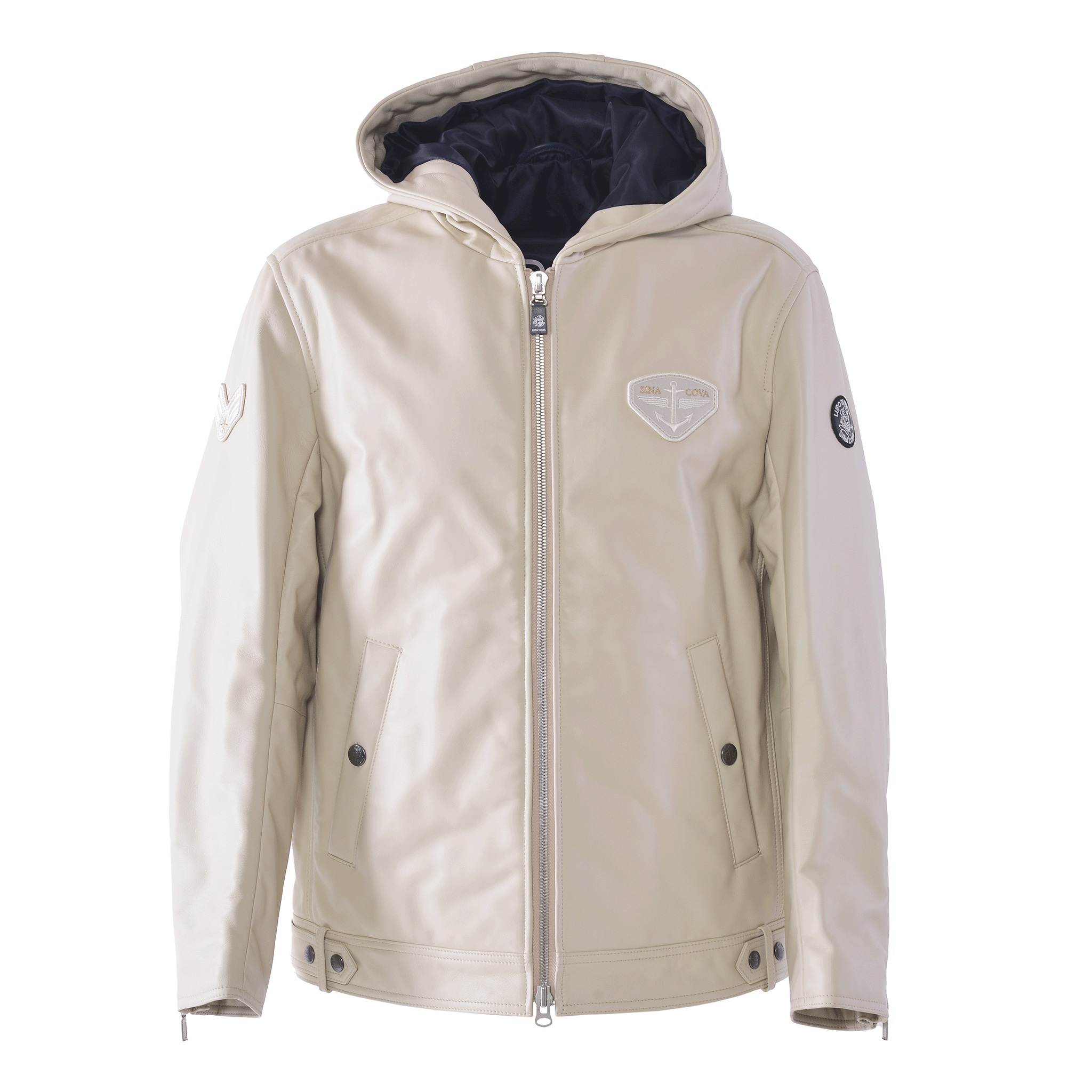 フード付きレザージャケット 25223910