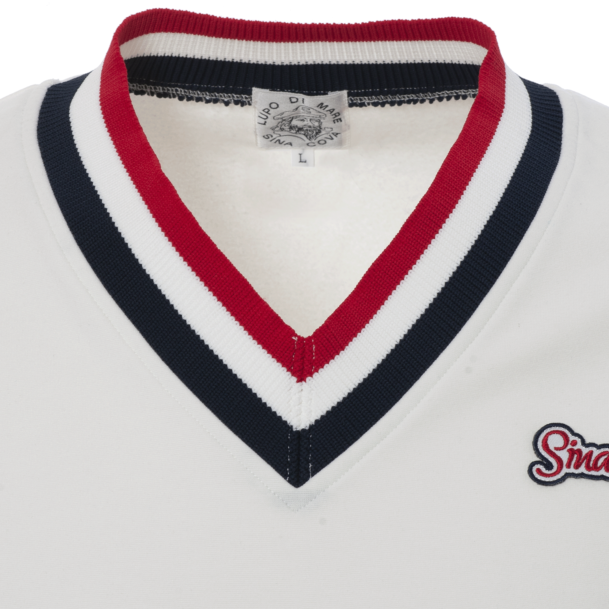 【公式】シナコバ (SINA COVA) Vネックプルオーバー 22250050 オフホワイトの首元