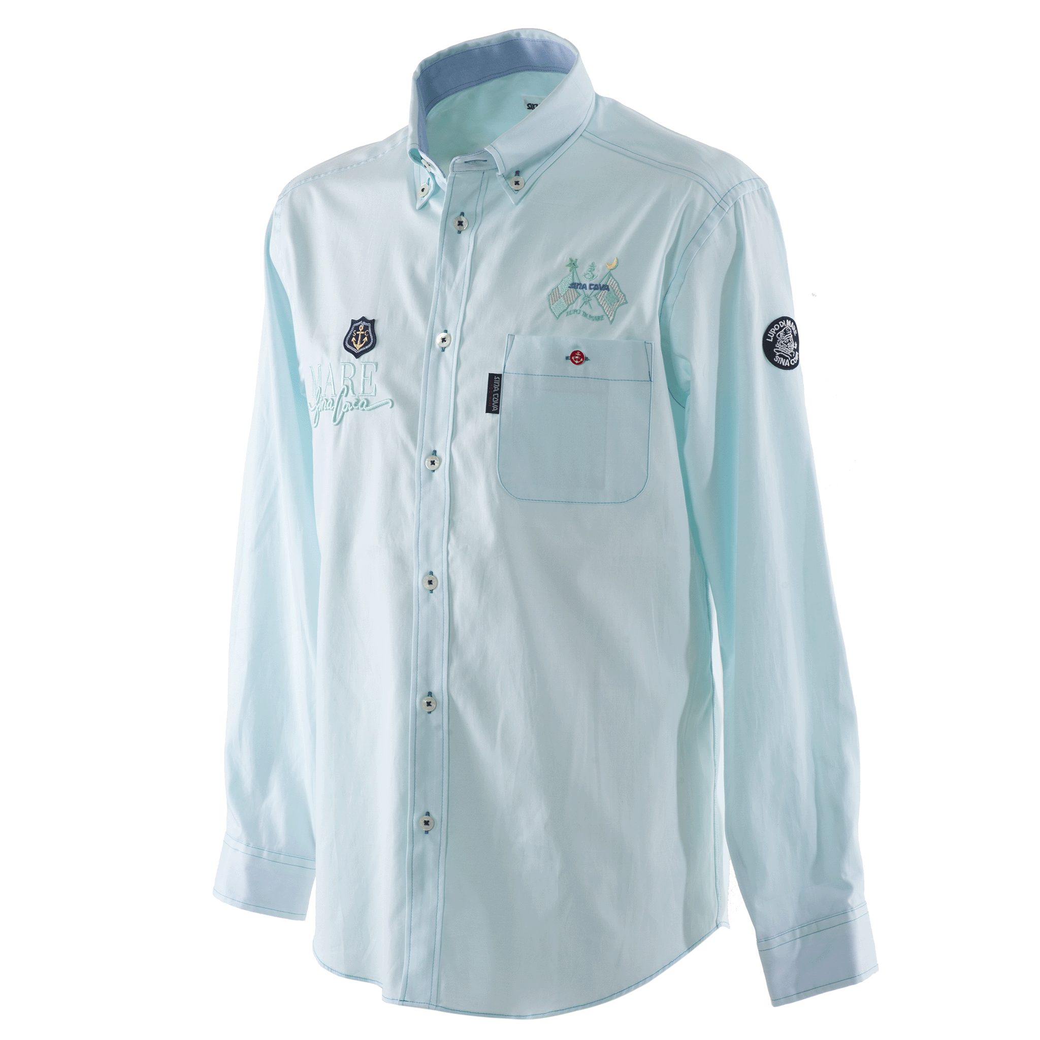 長袖ボタンダウンシャツ ワイシャツ カッターシャツ 刺繍入り スマートカジュアル 23114010