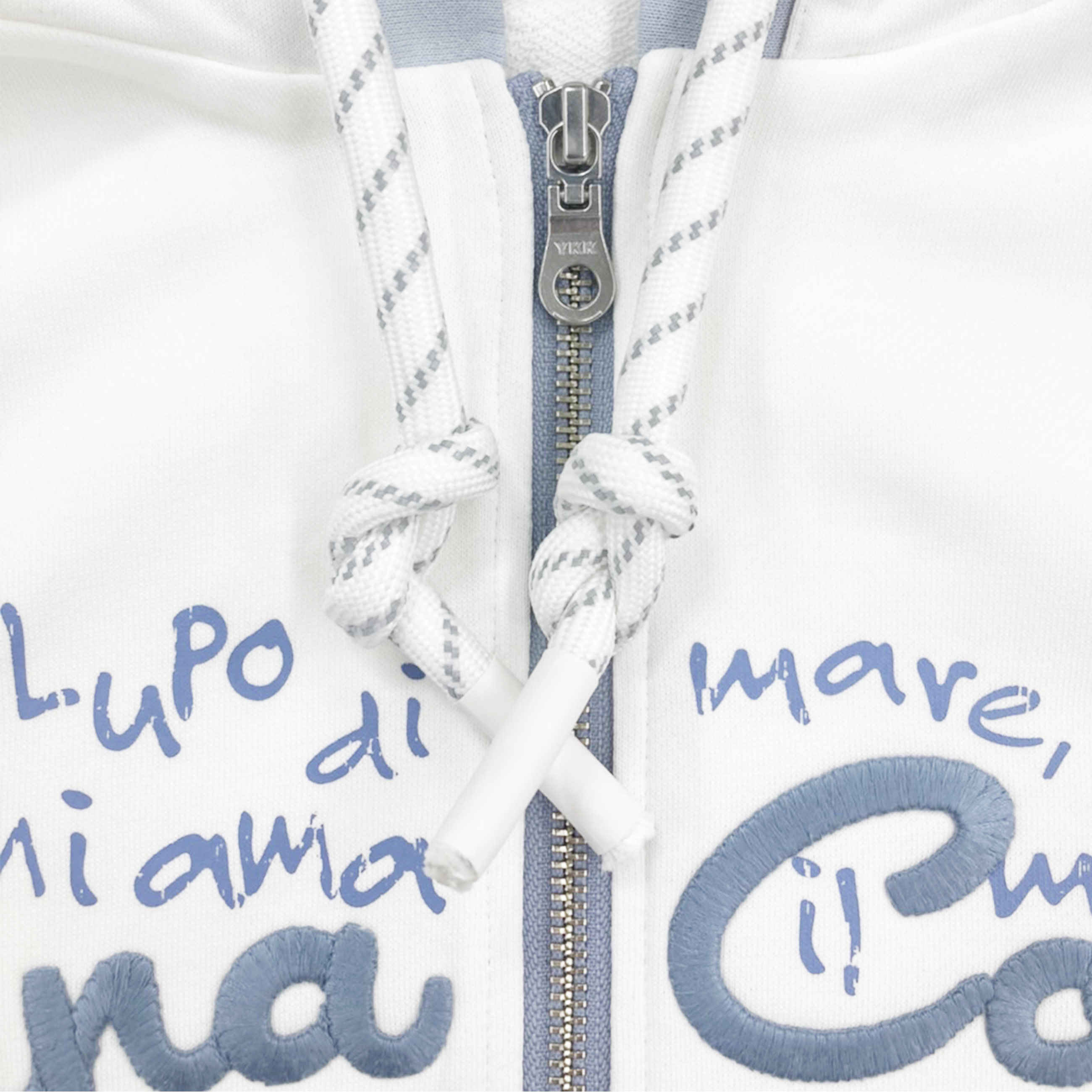 【公式】シナコバ (SINA COVA) キングサイズ ZIPUPパーカー 裏毛 スウェット 大きなサイズ 23123026 オフホワイトの紐部分