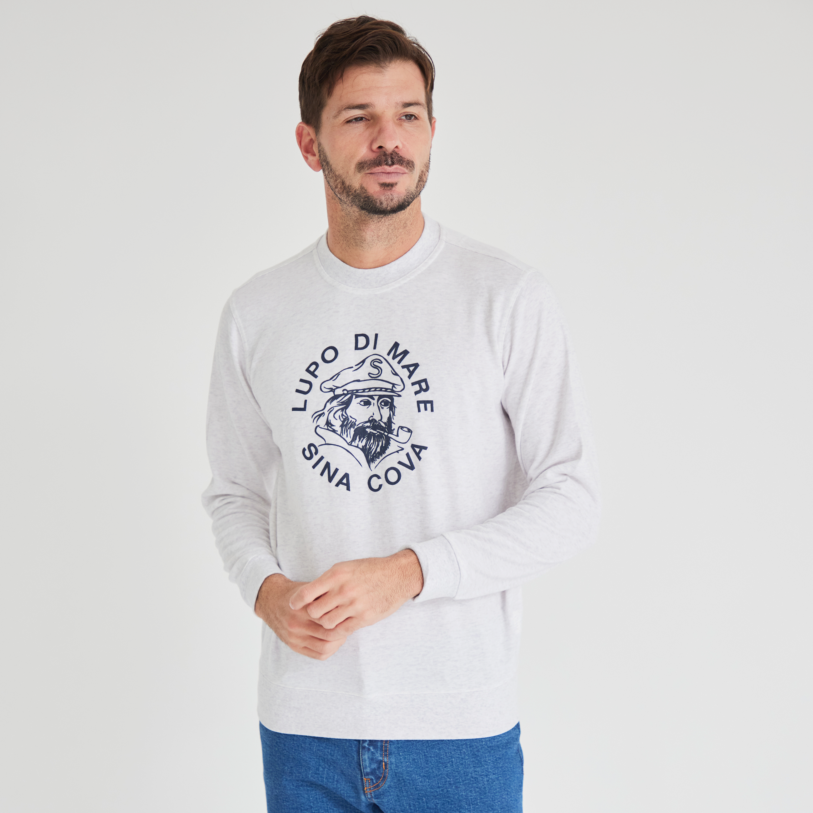 [Official] SINA COVA (SINA COVA) Crew Neck Long Sleeve Trainer Sinako Baro Print Unisex 10000090