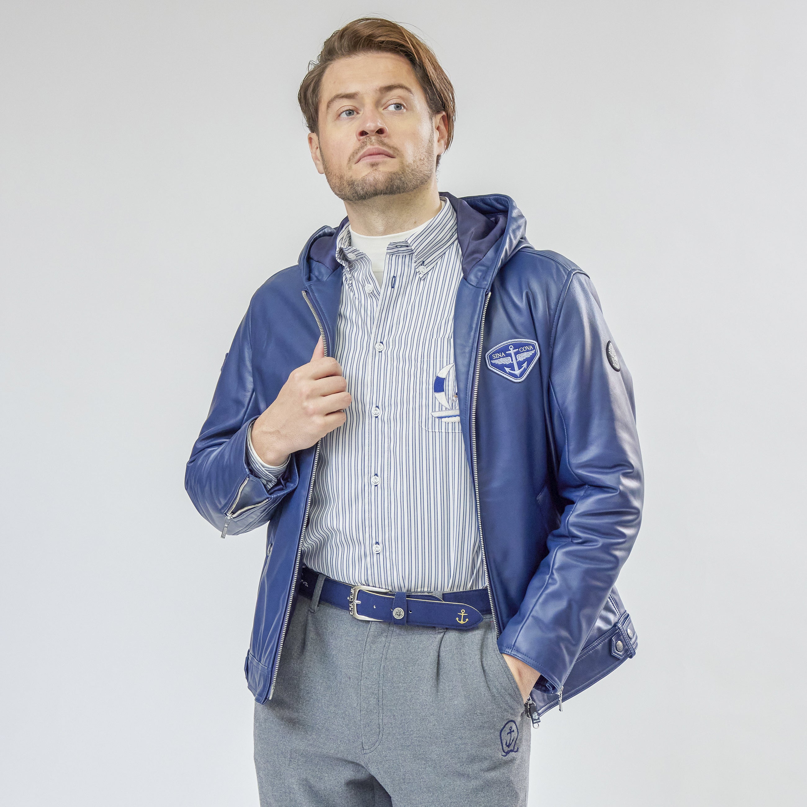 條紋長袖扣襯衫 25224030