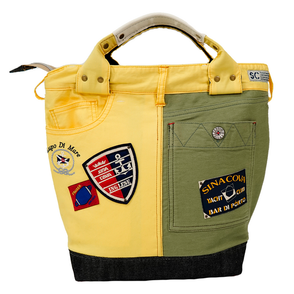 [Official] Shinakoba (Sina COVA) [One point] Remake tote back yellow x khaki 10070124